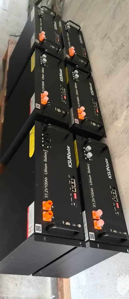 KSUN Solar 51.2V lithium batteries — solar energy installation Lagos